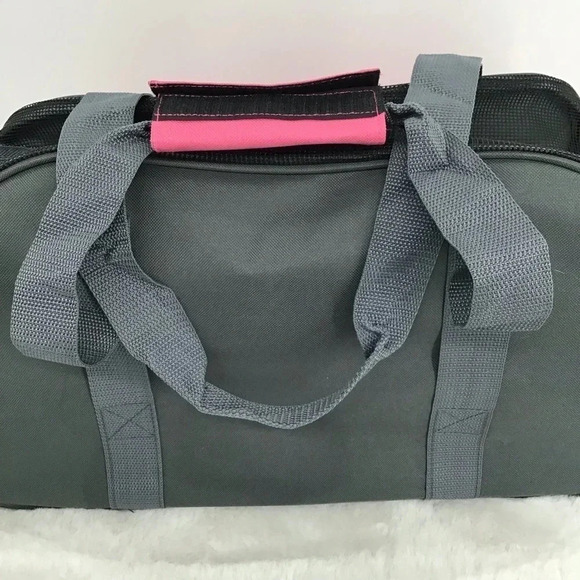 Pet Carrier Small-Medium Size Canvas & Mesh Top Handle Gray/Pink NWOT - Picture 6 of 9